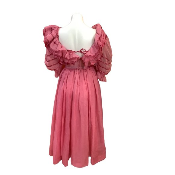 1970's Pink Ruffle Dress - Picture 3 of 16